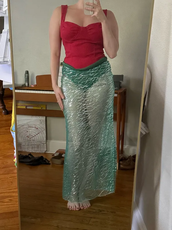 SHEIN Sequin Mesh Maxi Skirt Mermaid Costume - Image 2