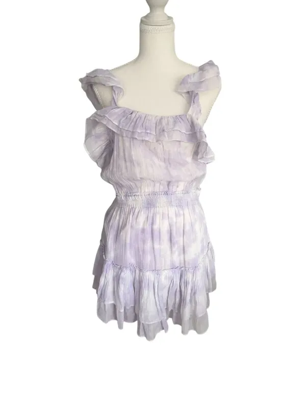 LOVESHACKFANCY Natasha Purple White Ombré Tie Dye Dress Size Medium - Image 4