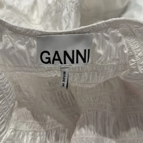 Ganni Smocked Poplin Midi‎ Dress in White Organic Cotton - Image 11