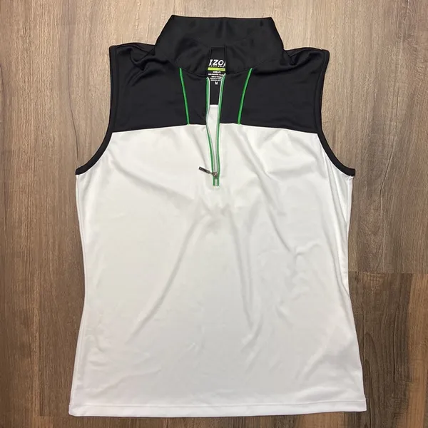 IZOD Women's White Quarter Zip Sleeveless Golf Tennis Top Size Medium NWOT - Image 12