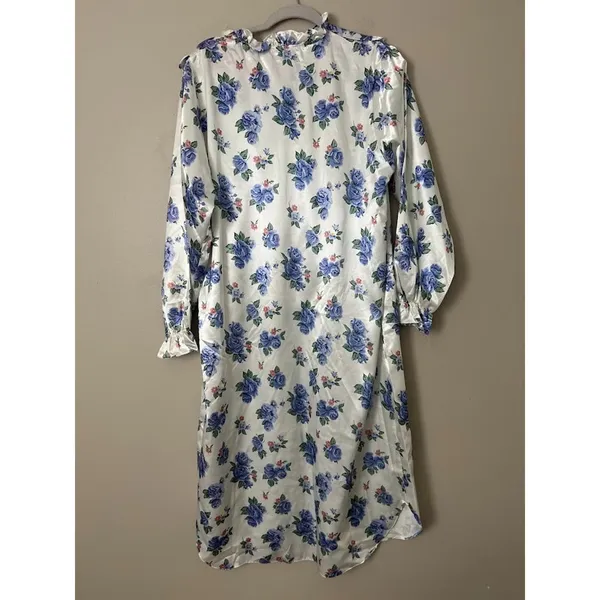 Vintage Sarah Morgan Satin Maxi Nightgown‎ Womens M Cottagecore Floral Granny - Image 5