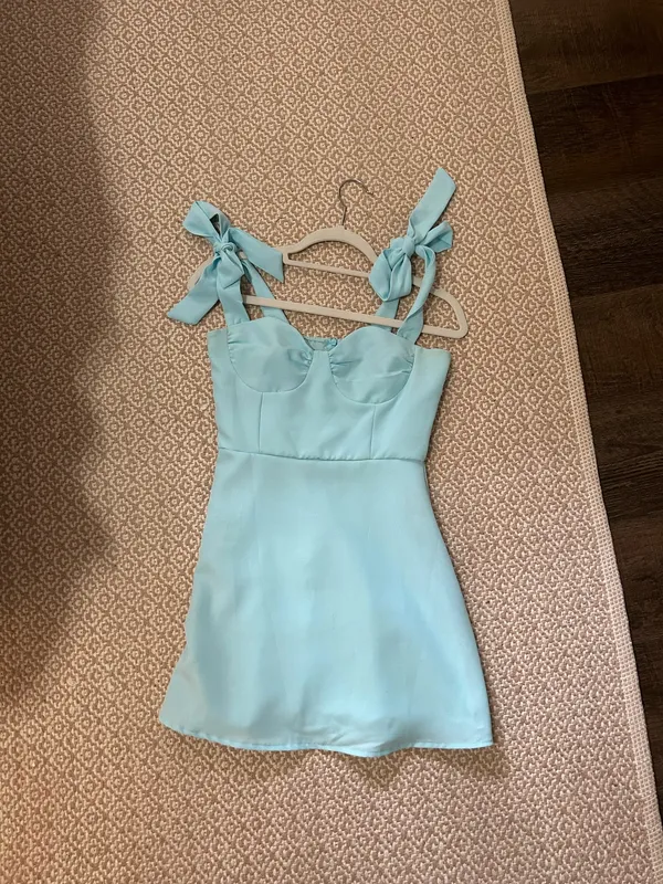 Lucy in the Sky Mini Dress Aqua - Image 2