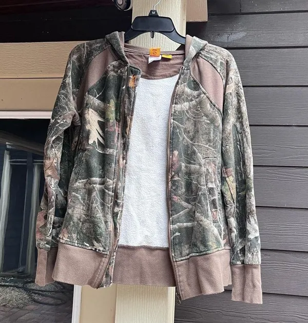 She Outdoors womens zip up camouflage jacket green/brown small - Image 2