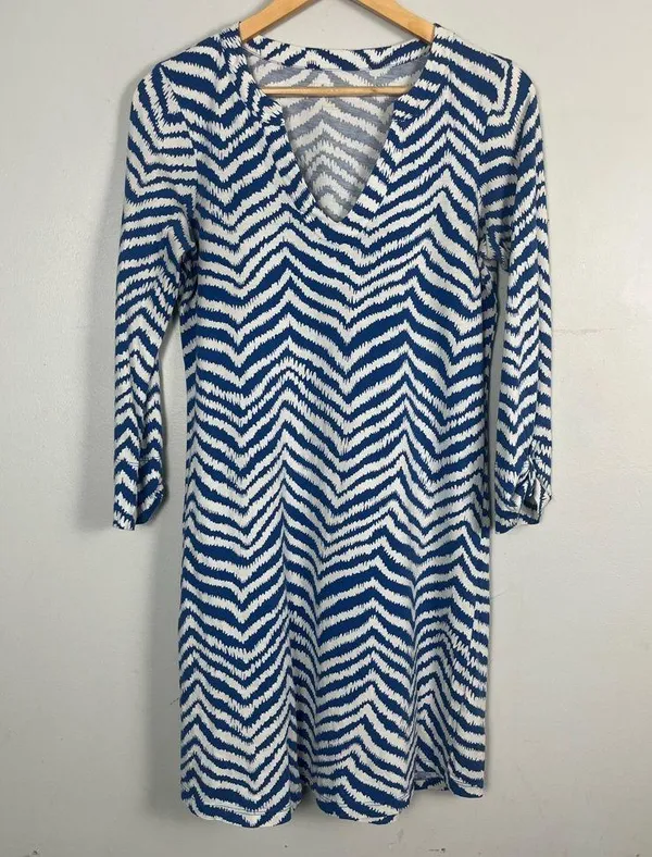 Lilly Pulitzer Rossmore Midi T-Shirt Dress Blue Stripe Zebron, Size small - Image 3
