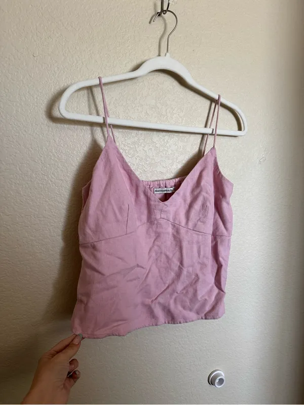 Abercrombie & Fitch Linen Cami Tank Top Sz M NEW Pink Scarlett - Image 3