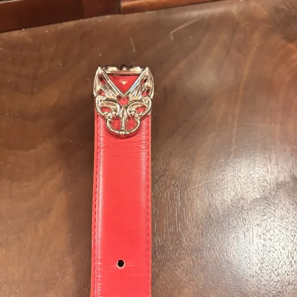 Harve' Benard‎ Red Leather Belt Silver Western Concho Buckle Large 39" Statement - Image 8