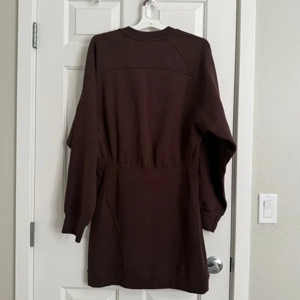 lululemon Scuba Long-Sleeve Dress Size 10 Espresso Brown Fleece Sweatshirt NWOT - Image 3