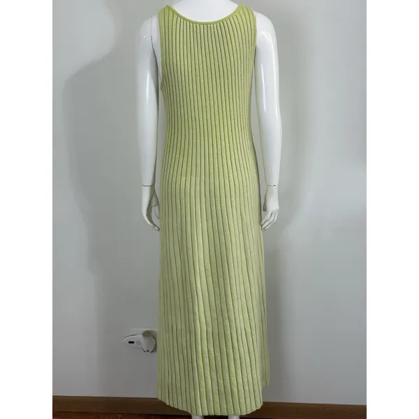 By Together Ribbed Knit Maxi Dress Lime Green Size M Tank Sleeveless Bodycon - Image 6