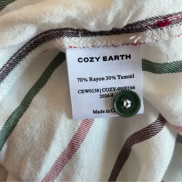 Cozy Earth Woven Long Sleeve Pajama Top Cottage Stripe Size Medium - Image 7