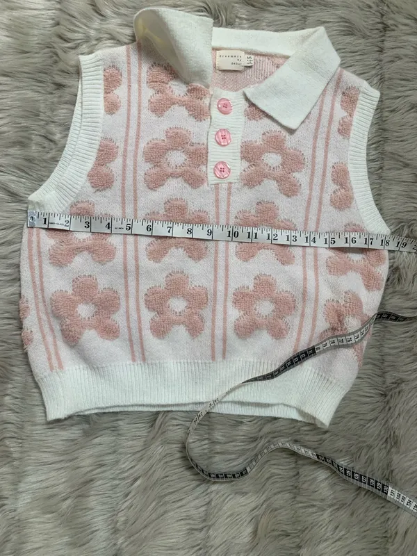 Dreamers by Debut floral knit collared sweater vest M/L - Image 6