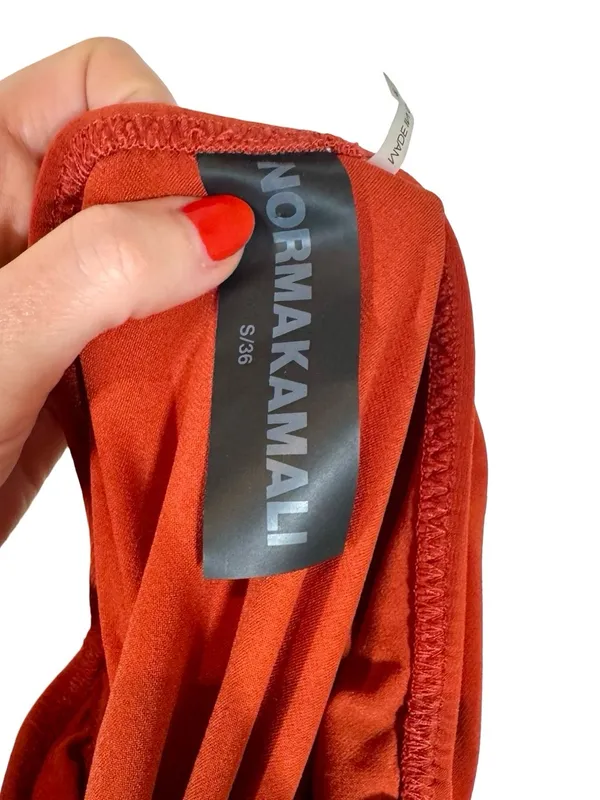 NEW NWT Norma Kamali Diana Gown One Shoulder Ruched Bodycon Maxi Dress Cinnamon - Image 7