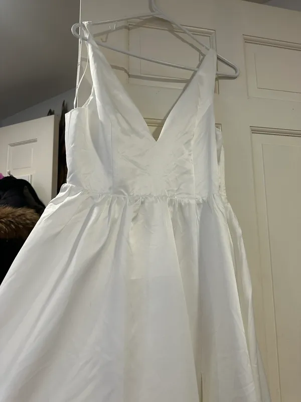 Ivory Backless A-Line Bow Maxi Dress Wedding/Graduation - Image 4