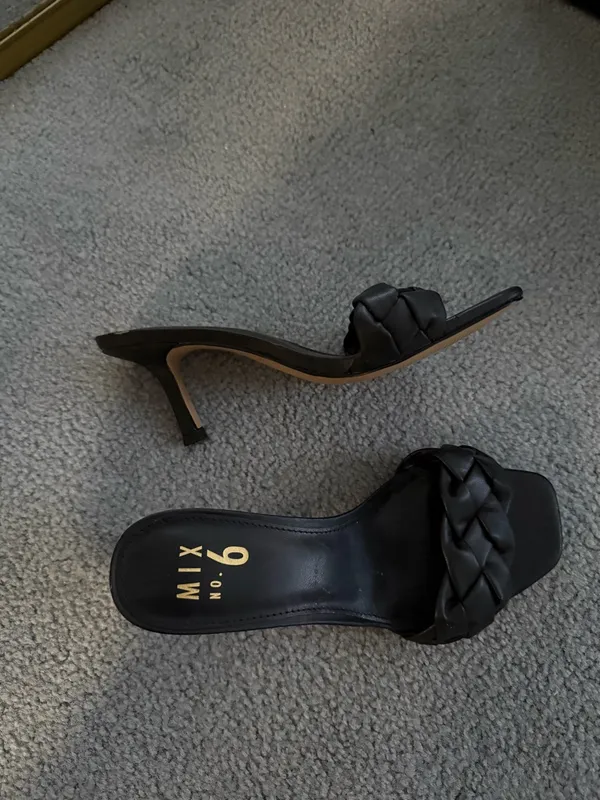 Mix No. 6 Elandra Sandal Braided Black Slip On Mule Sandal Heels Size 6.5 NWT - Image 2