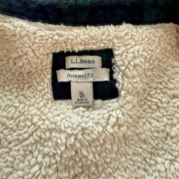 LL Bean Black Watch Scotch Plaid Sherpa Lined Shacket Flannel Jacket Pockets XL - Image 10