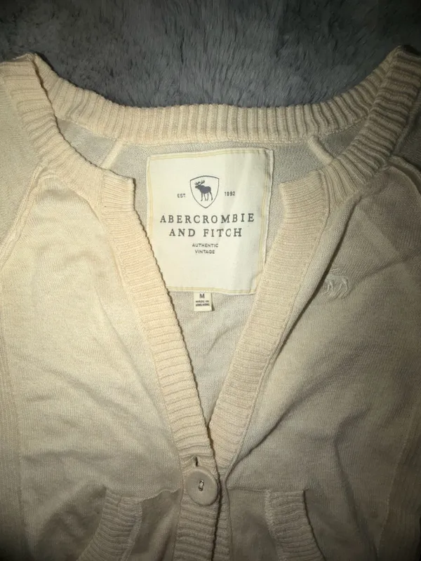 Abercrombie & Fitch Cream Button-Up Knit Cardigan - Image 2