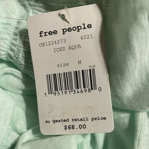 Free‎ People Caroline Iced Aqua Long Sleeve Shirred Turtleneck Top Size M NWT - Image 8