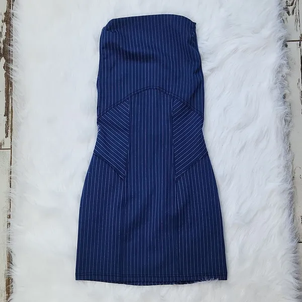 Urban Outfitters -764 Complex‎ High-Neck Open Back Mini Dress Navy Blue Small - Image 3