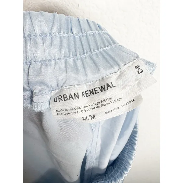 Urban Renewal Remnants Satin Puddle Pants Medium Baby Blue Stretch Wide Leg - Image 6