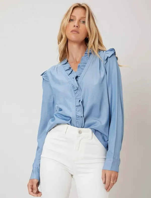 Boutique Blue Long Sleeve Blouse - Image 2