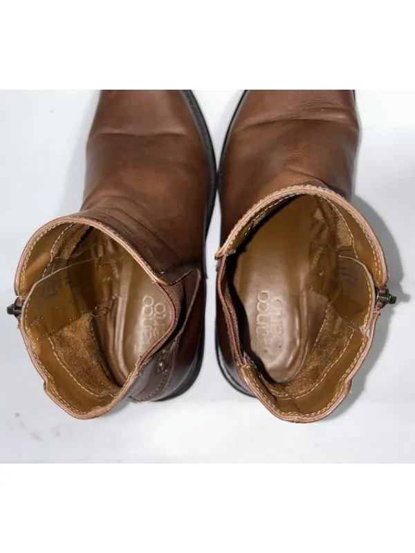 Franco Sarto Leather Ankle Boots Size 7.5 Brown Horrace Chelsea Booties Slip On - Image 7
