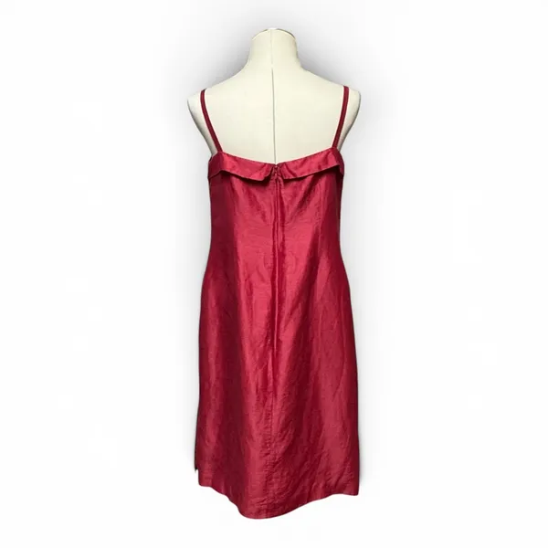 Harold's Linen Silk Sleeveless Knee Length Cocktail Dress Burgundy 14 - Image 4