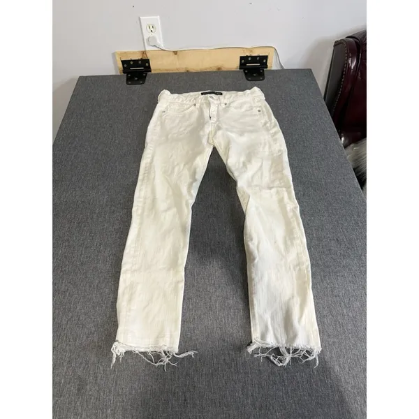 Veronica Beard Women's Brooke 8.5" Skinny Fray Raw Hem White Denim Jeans Sz 27 - Image 2