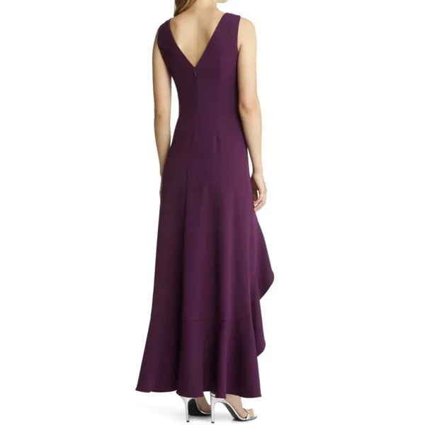 Vince Camuto Ruffle Front Sleeveless Maxi Dress Gown Plum New Size 2 NWOT - Image 3
