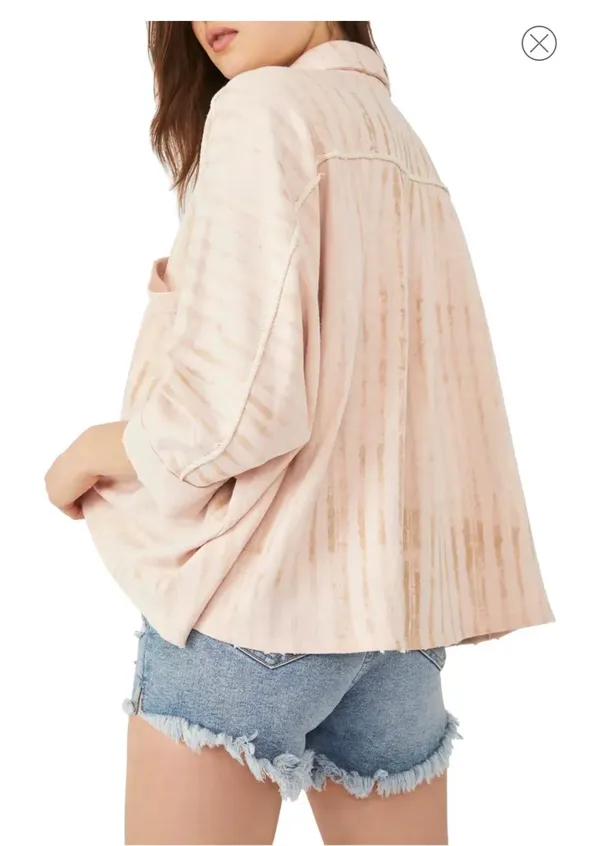 Free People Montauk High/Low Button-Up Shirt Jacket Shacket Tea Combo NWT Size L - Image 4