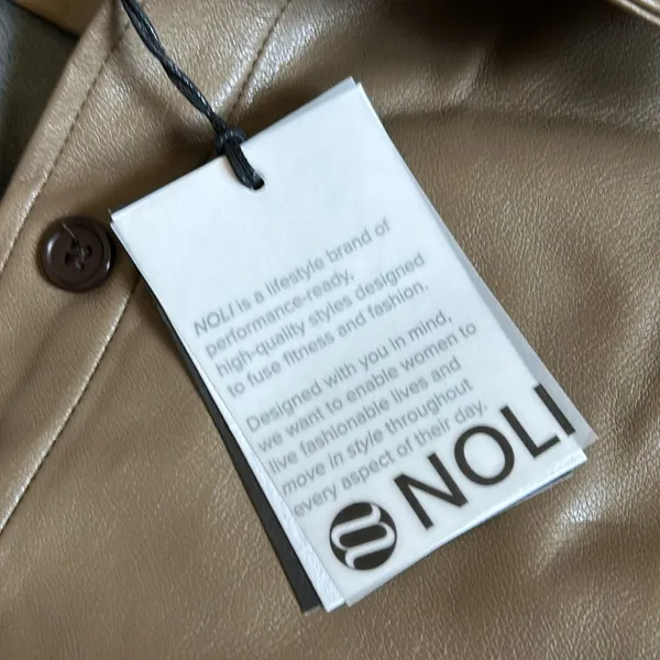 Noli faux leather shacket in medium brown - Image 4