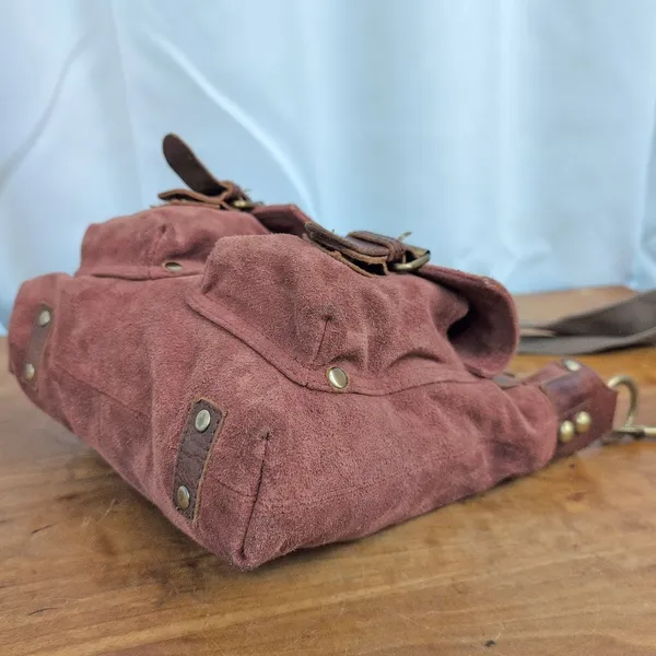 Mo & Co Suede leather Crossbody Bag Brown - Image 7