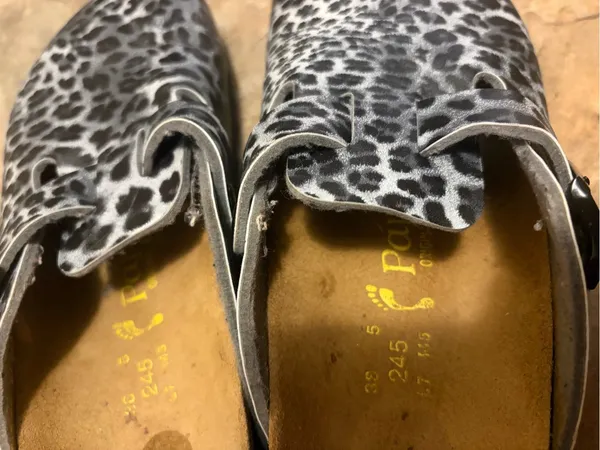 Birkenstock Black and White Leopard Print Boston Clogs - Image 3