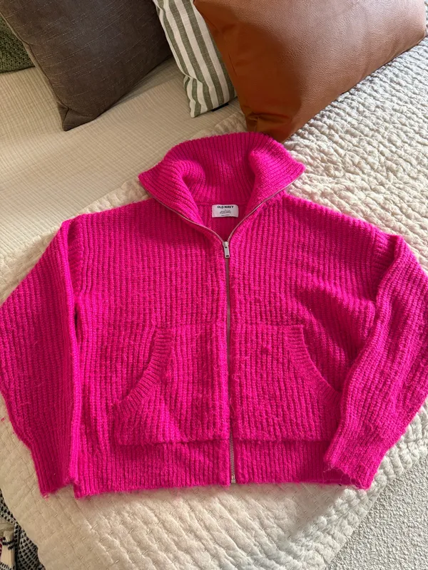 Old Navy Hot pink zip up collared sweater - Image 5