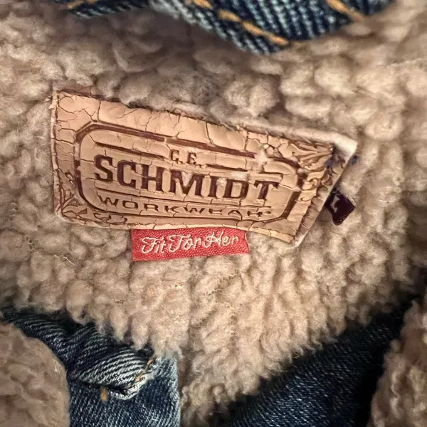 C.E. Schmidt Workwear Jacket womens large Blue Denim Insulated Coat - Image 4