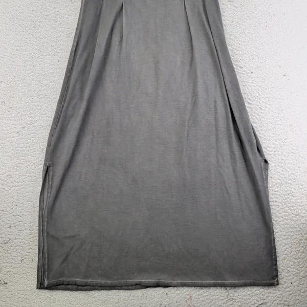 HOLDING HORSES Anthro Gray Tencel Cotton Maxi‎ Dress Short Sleeve Side Slits XS - Image 4