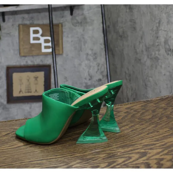 Bar III Womens Heeled Cherr Slide Sandals 10015330500 Green 9M - Image 2