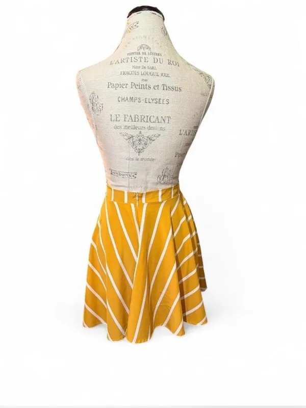 Yellow and White Striped A-Line Skirt Sz XL (Could also be worn as a top) - Image 5