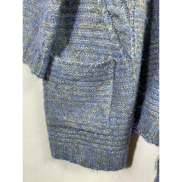 World Market Women Open Cardigan Sweater One Size Blue Gray Wool Blend Lagenlook - Image 3