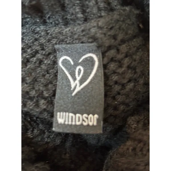 Windsor Black Cable Knit Turtleneck‎ Sweater Cropped Scallop Hem RN129619 Womens - Image 5