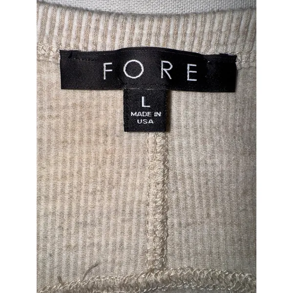 FORE Button Front‎ Duster Cardigan Long Sleeve Pockets Knit Beige Women's Size L - Image 4