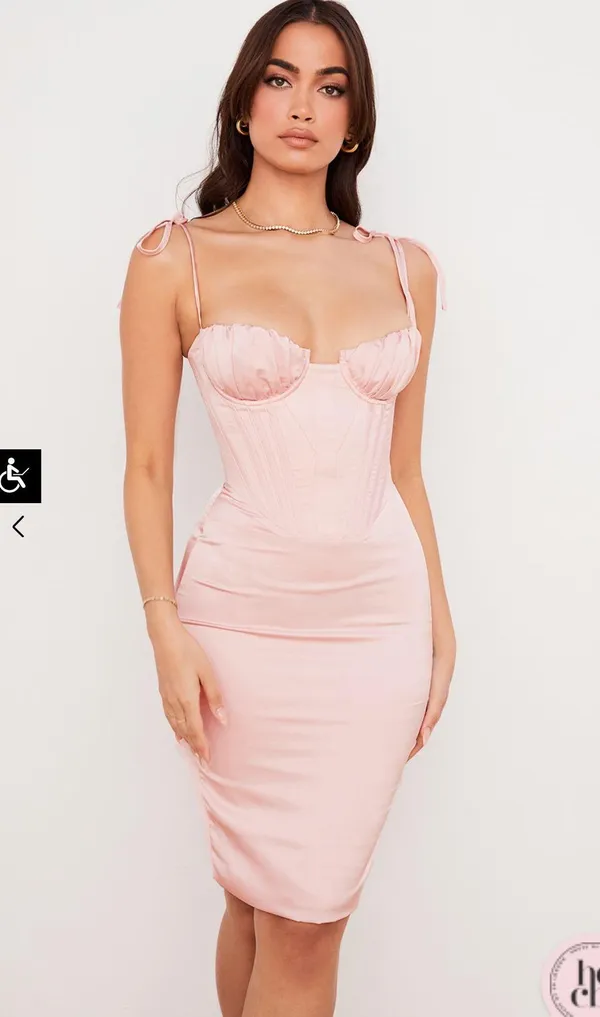 House Of CB Alma Midi Pink Corset Dress - Image 2