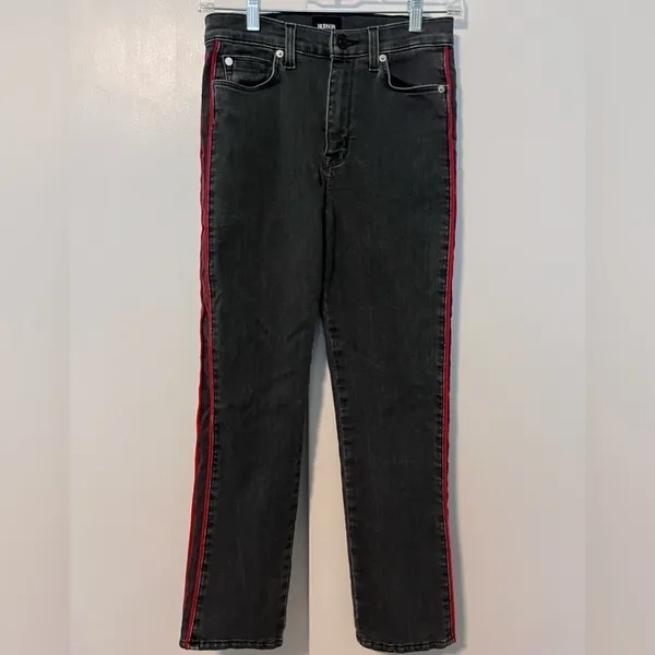 Hudson Zoeey High Rise Faded Black & Red Tuxedo Stripe Ankle Jeans 25 - Image 5