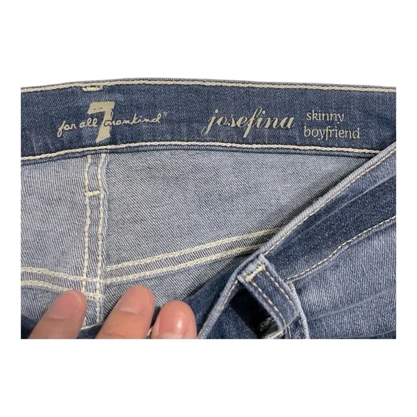 7 For All Mankind Josefina Skinny Boyfriend Jeans Size 28 mid Wash Distressed - Image 8