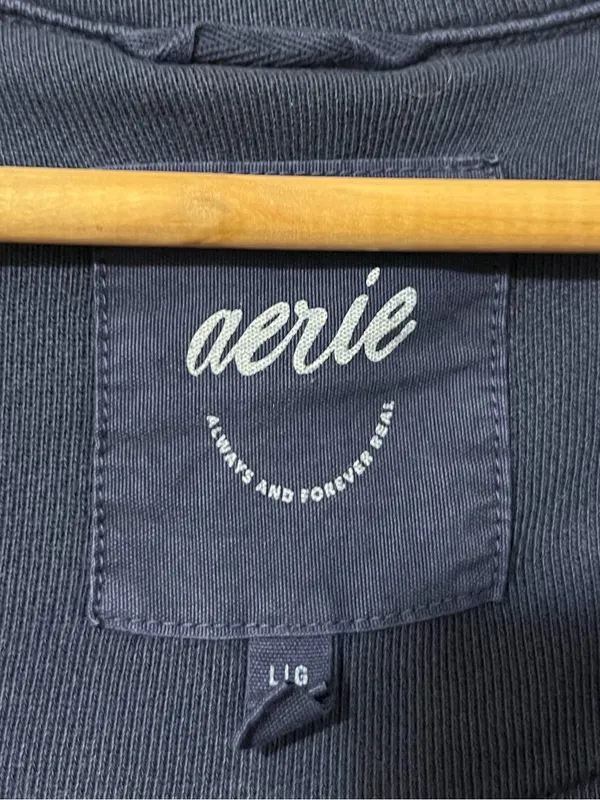 Aerie Everyday Fleece Blazer Size Large Navy Blue Sweater - Image 3