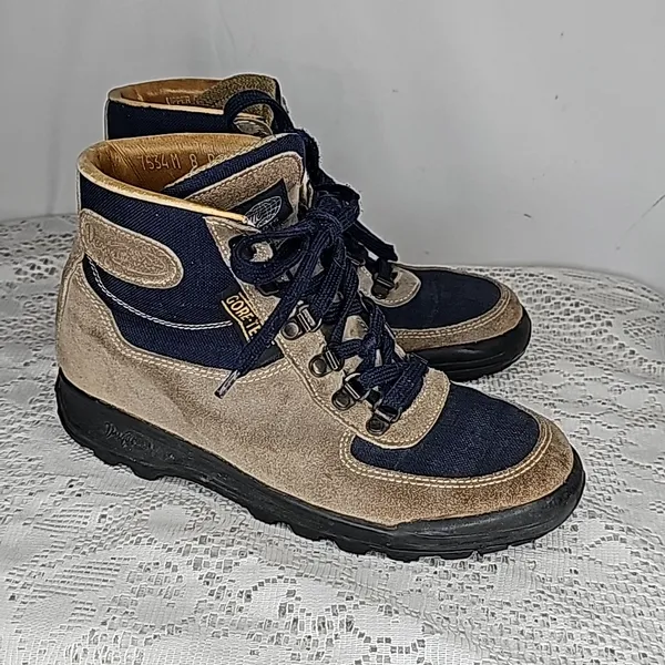 Vasque cowhide VINTAGE Skywalk suede leather gore-tex hiking tan blue boots sz 8 - Image 2