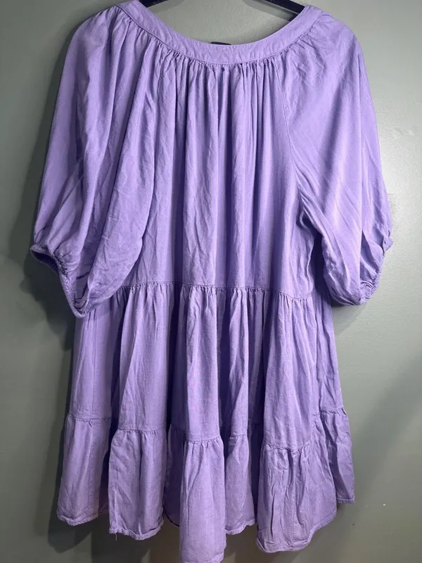 Societie+ Womens 16 Lavender Tiered Tunic Top 100% Viscose Boho Peasant - Image 5