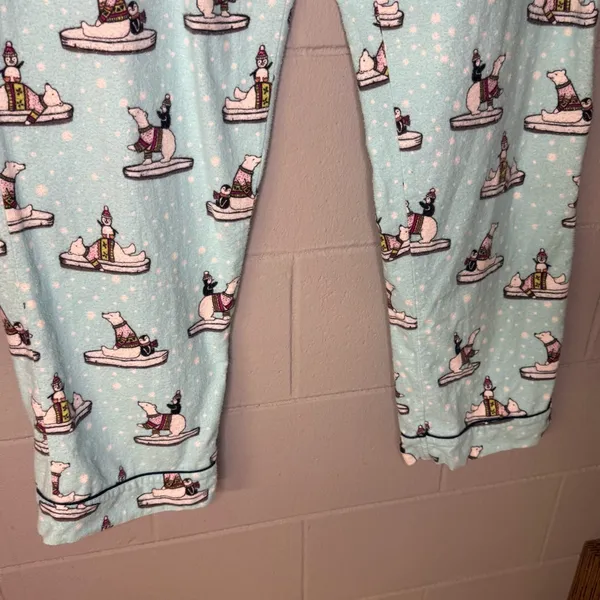 PJ Salvage Polar Bear Flannel Pajama Set Women’s Size XL Polar Bears & Penguins - Image 11