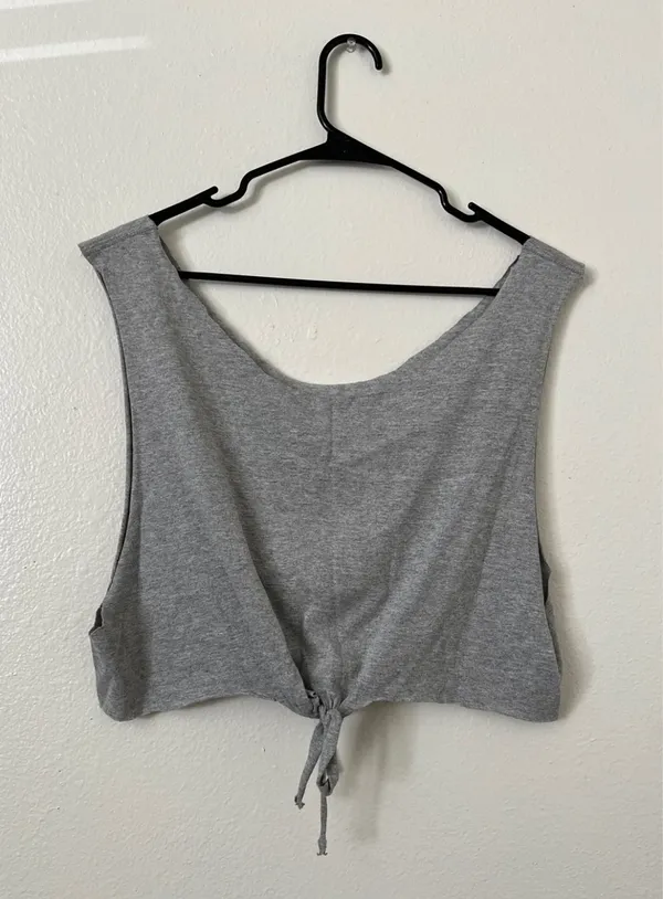 Heather Grey Tank Crop Top Gray - Image 4