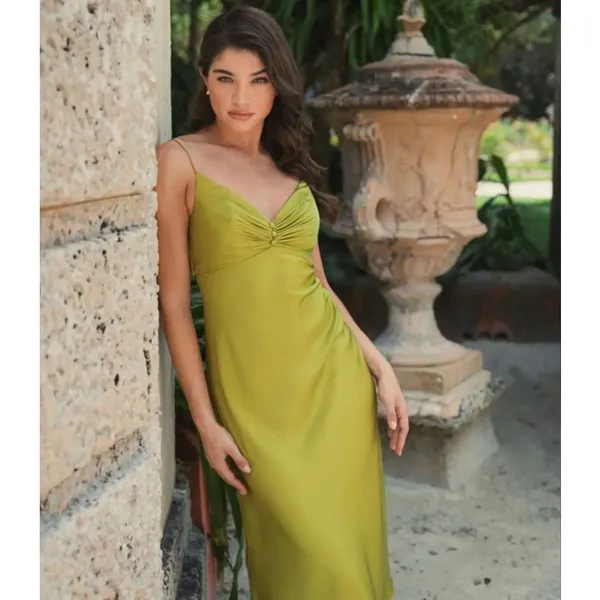 Mac Duggal NEW Size 0 Apple Green Spaghetti Strap Charmeuse Slip Dress 70167 - Image 11