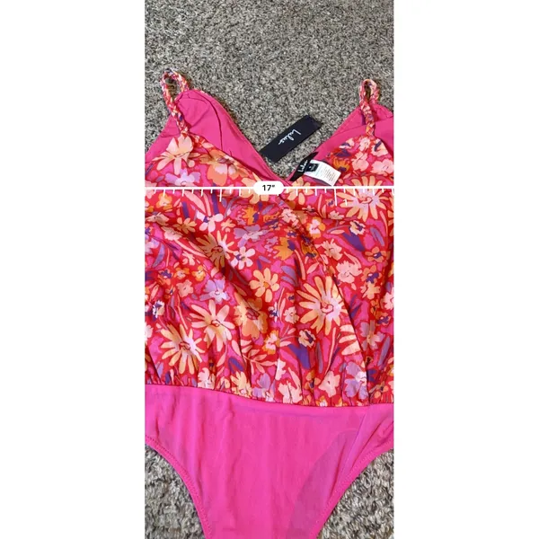 Lulus Pink Floral Surplice Bodysuit Braided Straps Small NWT Summer‎ Tropical - Image 5