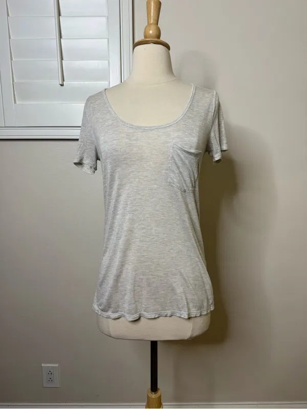 Banana Republic Light Gray Scoop Neck Short Sleeve Tee - Image 2